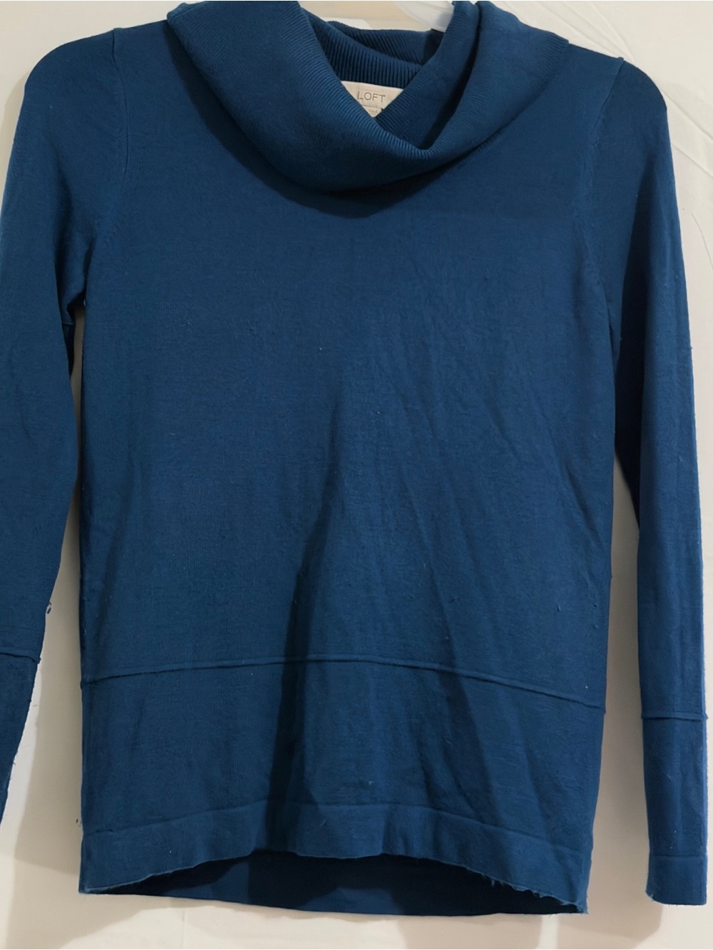 LOFT Women's Teal Cowl Neck Long-Sleeve Top
